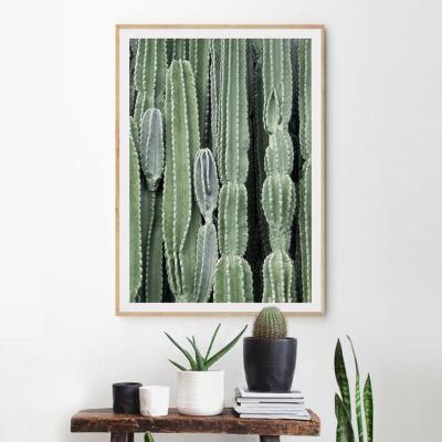 China Abstract Art On Canvas Framed Cactus Painting With Frame Greenery Art For Home Decor Housewarming Gift for sale