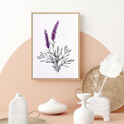 China Abstract Framed Digital Art Purple Romantic Lavender Painting With Floral Hanging Frame Picture for sale