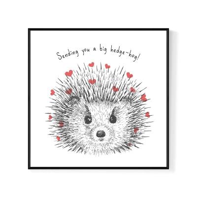 China Abstract Paintings Hedgehog Embrace Animal Painting With Frame for sale