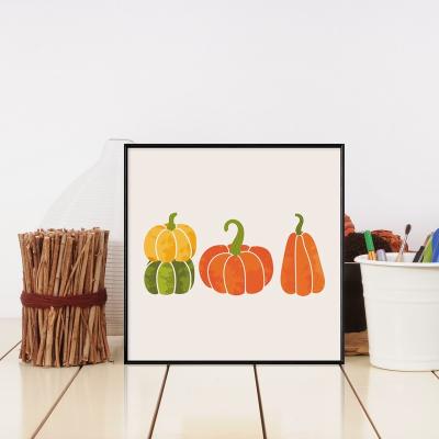 China Abstract Framed Canvas Art Halloween Fall Decor Illustration Pumpkin Art for sale