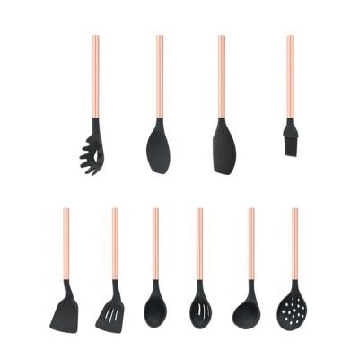 China Sustainable 6 Pcs Silicone Kitchen Utensil Cooking Tool Kit With Stainless Steel Handle for sale