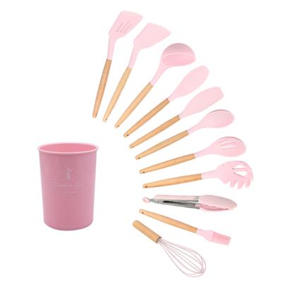 China Sustainable Wooden Utensils For Kitchen Silicone Kitchen Dish Accessory Sets Cooking Tools Bake 12 Pcs Kitchen Utensil for sale