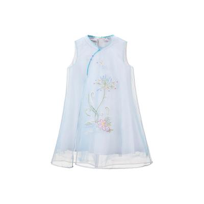 China 2020 New Fashion Embroidery Children's Breathable Dress Sleeveless Cheongsam Skirt for sale