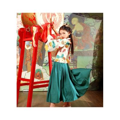 China Chinese Style Tradition Chinese Clothing Sets Children Clothing Skirt Hanfu Two Piece Dress for sale