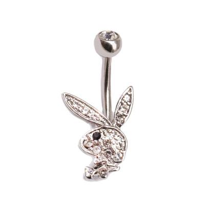 China New Cute CZ Rabbit Navel Piercing Ring Body Jewelry No Rust 316L Stainless Steel Popular Party Gift Navel Piercing Rings for sale