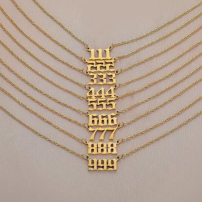 China Fashion Environmental Friendly Wholesale Gold Plated Numbers Chain Titanium Necklace Non Rust Simple Stainless Steel Necklace Jewelry Gift Necklaces for sale