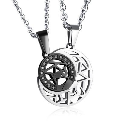 China 2022 Environmentally Friendly New Style Manufacturer Wholesales Amazon Hot Selling Jewelry Hip Hop Titanium Steel Moon Pendant Necklace for sale