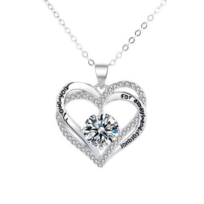 China Environmental Friendly Love Heart Forever Pendant Necklaces For Women 925 Sterling Silver With Birthstone Zirconia Birthday Jewelry Gift For Women Girl for sale