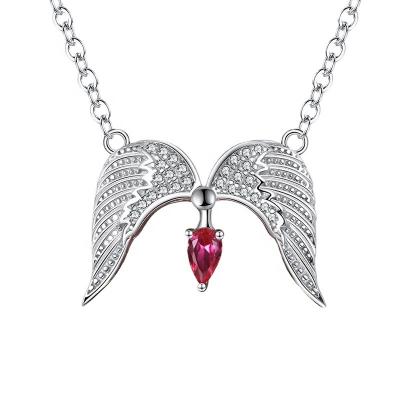 China Silver Zirconia Ruby Heart Pendant Necklace Fashion S925 Sterling Gift from China environment friendly factory 925 silver open wings jewelry necklaces for sale