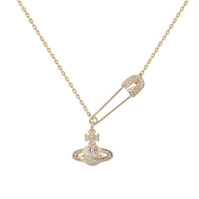 China Factory Direct Selling Saturn Korea Queen Mother Snake Version Environmental Friendly Female Cross Pendant S 925 Sterling Silver Bone Pin Necklace for sale