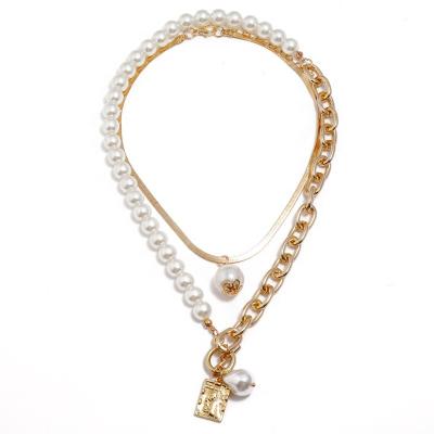 China Wholesale Lead Free Nickel Free Baroque Women Multi Layers Alloy Pearl Charm Necklace Jewelry for sale