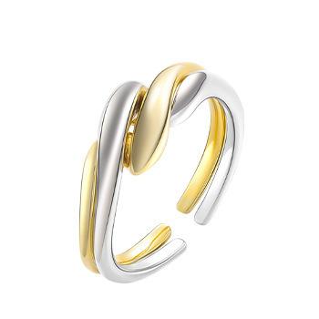 China 2022 jewelry style exquisite simple irregular water ripple open combination two color s 925 silver ring for women for sale