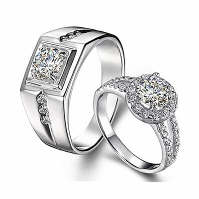 China 2022 Exquisite Appearance Couples Ring Korean Edition Zircon Classic Pairs Open Wedding Ring for sale