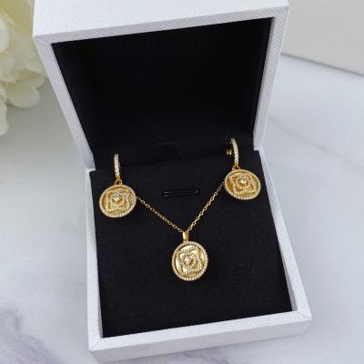 China Fantastic Wholesale Simple Diamond Gifts For Girlfriend S 925 Flower Sterling Silver Necklace Jewelry Set for sale