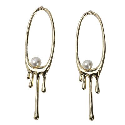 China 2022 New Arrival Women's Neo-Gothic Wholesale Gothic Pearl Geometric Gold Plated Pearl Earrings Circle Stud Earrings for sale