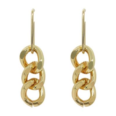 China High-End Waterproof Hypoallergenic Anti-allergy Stainless Steel Women Jewelry 18K 18K Gold Plated Thick Restriction Cuban Link Chain Earrings for sale