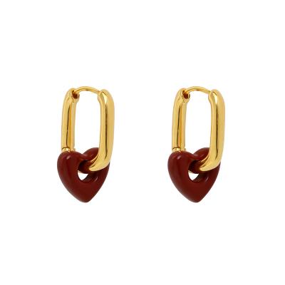 China 2022 spring new red heart earrings FASHIONABLE vintage high-end luxury lightweight heart-shaped earrings for sale