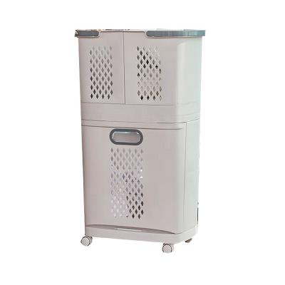 China Save Space Plastic Classified Laundry Hamper / Eco - Friendly New Arrival With Wheel for sale