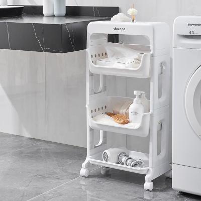 China Sustainable Universal Rolling Cart Organizer Shelf Storage Cart For Office Bathroom Kitchen for sale