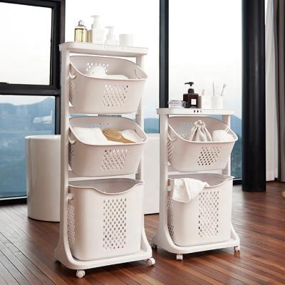 China Household Dirty Bathroom Laundry Hamper Eco-freindly New Products Plastic Laundry Basket With Wheels for sale