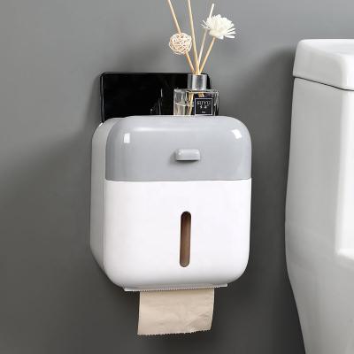 China Sustainable Bathroom Storage Wall Mounted Plastic Tissue Rack Box With Shelf for sale