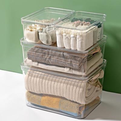 China Viable Wholesale Daily Necessities Stackable Clear Plastic Clothes Storage Box Organizer for sale