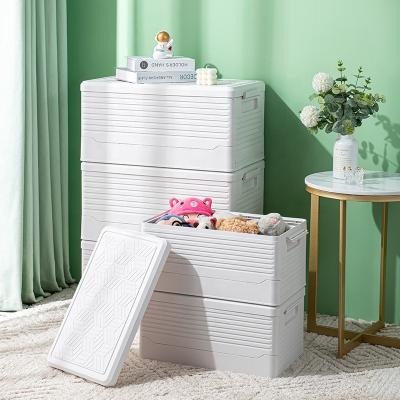 China Viable Multifunctional Home Wardrobe Simple Stackable White Plastic Foldable Clothes Storage Box for sale