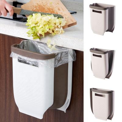 China New Arrival Sustainable Kitchen Plastic Hanging Trash Bin Folding Trash Can for sale