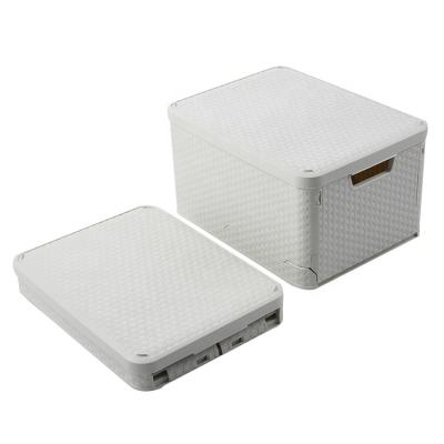 China Plastic Folding Box Organizer Storage Wardrobe Foldable Sustainable Storage Box Organizer For Clothes With Lid for sale