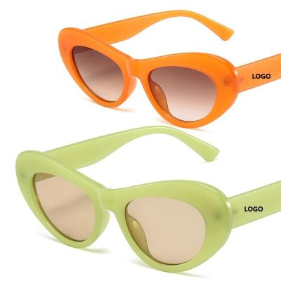 China Anti UV400 Fashion Jelly Color Sun Glasses Women Custom Logo Sunglasses Ladies Retro Oval Cat Eye Shades Fashion Sunglasses 2022 for sale