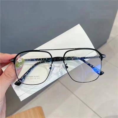 China lmamba 2022 Fashion Metal Double Beam Anti-bruise Light Glasses Double Glasses Fashionable Retro Women's Eyeglass Frame for sale