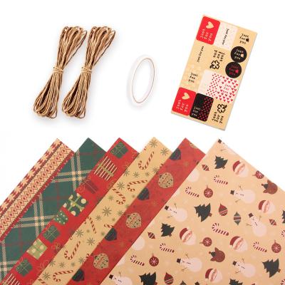 China Hot Selling Amazon Factory Waterproof Merry Christmas Printed Gifts Wrap Paper Sheets Packaging Custom Art Wrapping Paper Set for sale