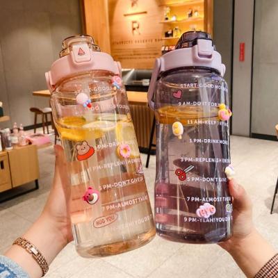 China Zen Hot Sale Sports Customized Asian Large Capacity 2000ml Plastic Water Bottles Sports Drinking Bottle With Straw for sale