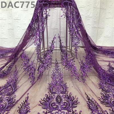 China Elastic Tulle Sequins Lace African Sequin Swiss African Beads Embroidered Tulle Fabric Lace Fabric For Dress en venta