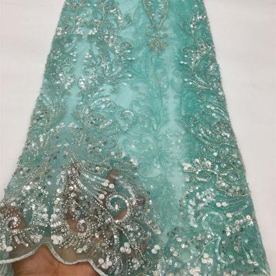 Κίνα Elastic Lace Fabric Luxury African Beading Lace Fabric Bridal French Sequin Tulle Embroidery Tulle προς πώληση