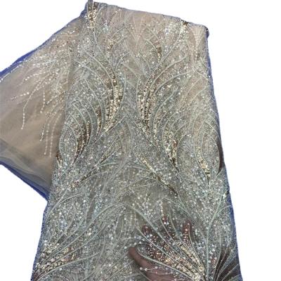 China elastic sequin fabric with sequin eallie with sequin fabric french beads lace up fabric for sale