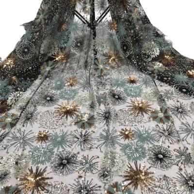 Κίνα Elastic Firework Sequin Lace In Korea Multi Size Sequin Mix Color Tulle Lace Embroidery Net Lace Fabric προς πώληση