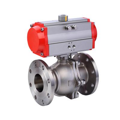 China General Stainless Steel ANSI Flange High Temperature Pneumatic Actuated Pneumatic Ball Valve 3 Pieces of Stainless Steel Pneumatic Actuator for sale