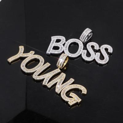 China Custom Hiphop Name Wand Letters Iced Out Zircon Hip Hop Jewelry Charms Pendants Necklaces Chains Mens With Gold Silver zu verkaufen