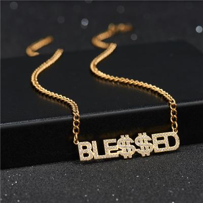 Κίνα Trendy Custom Fashion Zircon Letters Stainless Steel Jewelry Ice Calling Letter-Chain Women Girls Pendant προς πώληση