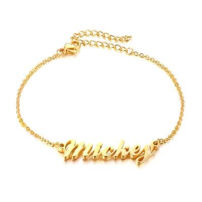 China TRENDY Custom Fashion Charm Adjustable Initial Name Bracelet Personalized Gold Silver Stainless Steel Bracelet for sale