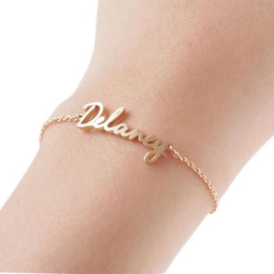 China FASHIONABLE Custom Personalized Gold Design Stainless Steel Name Cuff Bracelet Wedding Bridesmaid Gifts Name Bracelet for sale