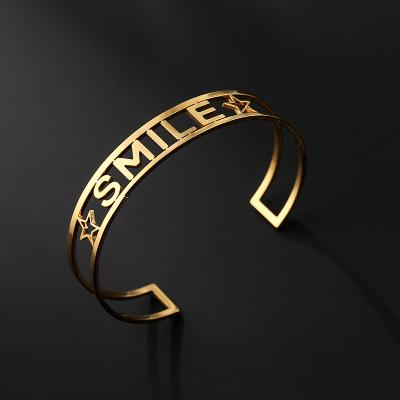 China FASHIONABLE Adjustable Custom Cheap Wholesale Gold Men Open Cuff Women Engraved 316L Stainless Steel Rings for sale