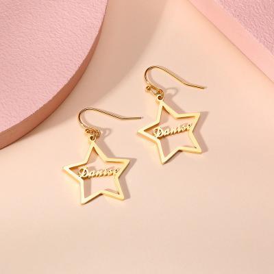 China TRENDY High Quality Stainless Steel Gold Star Customize Name Earrings Women Girls Gift for sale