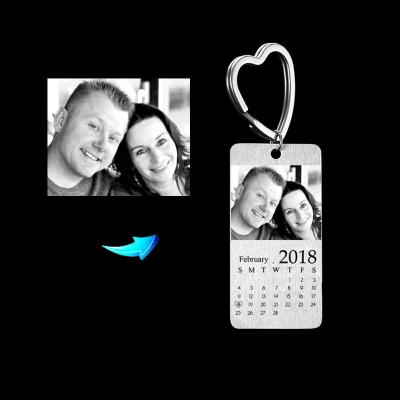 China FASHIONABLE Couples Anniversary Custom Calendar Key Chain DIY Photo Love Date Die Cut Key Chain for sale