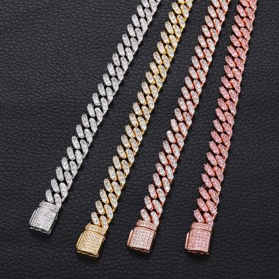 China Hiphop 925 Sterling Silver 8mm Iced Out Cuban Chain Necklaces Jewelry Moissanite Chains Hip Hop Cuban Link Necklace Men Trendy Women for sale