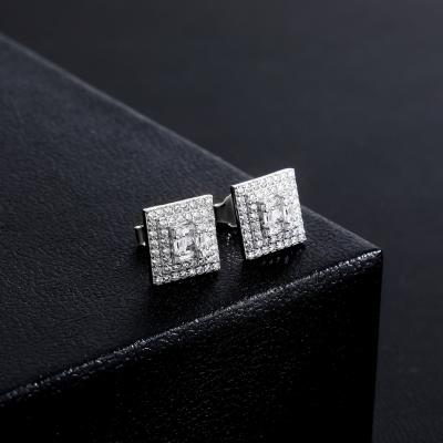 China New 925 Sterling Silver Iced Out Cubic Top Luxury Stylish Gifts Big Ring Square Earring Hip Hop Fashion Jewelry 10mm Zirconia for sale