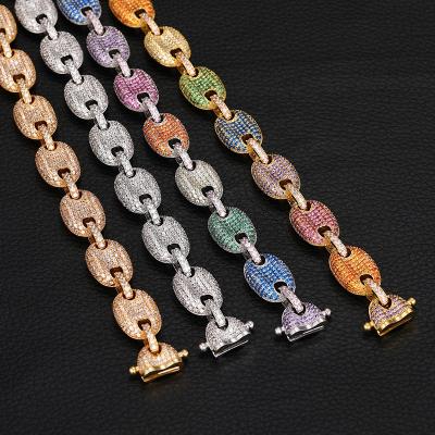 China Hiphop New 925 Silver Vermeil Iced Out Jewelry Mens Womens Bean Link Chain Necklaces Outlet Diamonds Moissanite Necklace Coffee Hip Hop Bracelet for sale