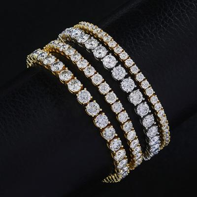 China Hiphop New 3MM 4MM 5MM S925 Sterling Silver 1 Row Moissanite Tennis Link Chain Bracelets Mens Womens Hip Hop Bling Ice Out Hitter Jewelry for sale