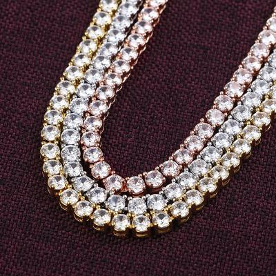 China New 3mm 4mm 5mm 925 Sterling Silver Tennis Necklace Moissanite high quality Hiphop tennis chain 2021 for women moissanite chain jewelry for sale